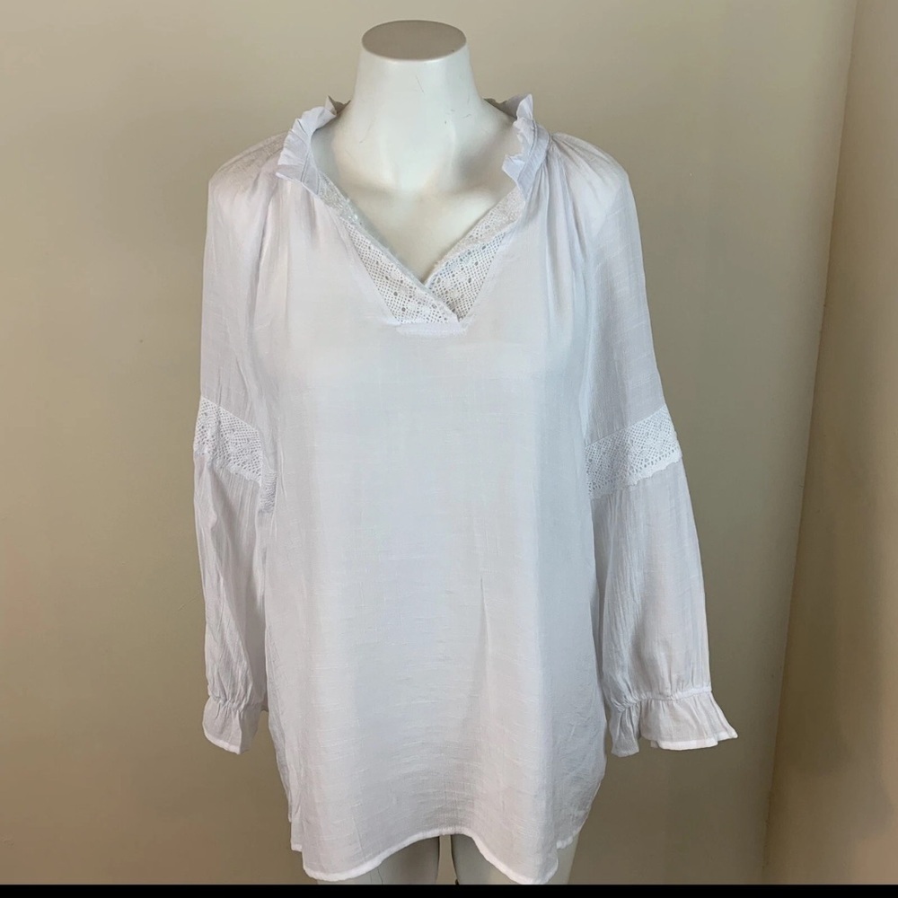 Counterparts White Boho Lace Peasant Blouse Top xl